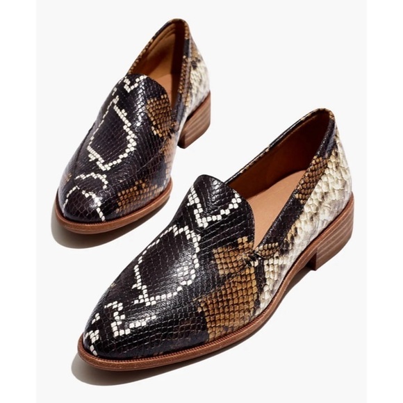 NEW IN BOX MADEWELL The Frances Loafer in Snake Embossed Leather